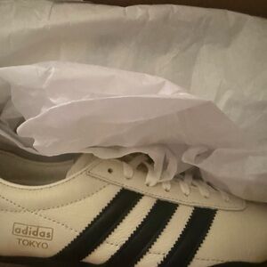 adidas Tokyo W White Sneakers with Black and Gold Accents